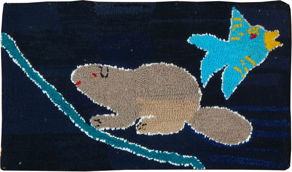 Vintage American Hooked Pictorial Throw Rug, No.25060 - Galerie Shabab