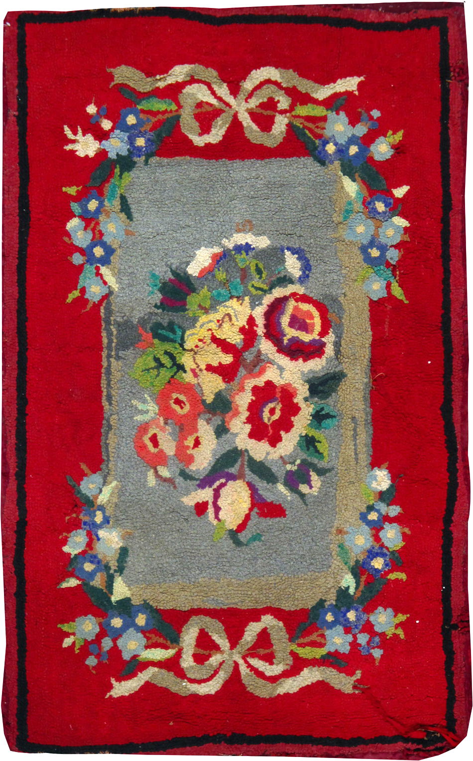 Vintage American Hooked Throw Rug, No.25061 - Galerie Shabab