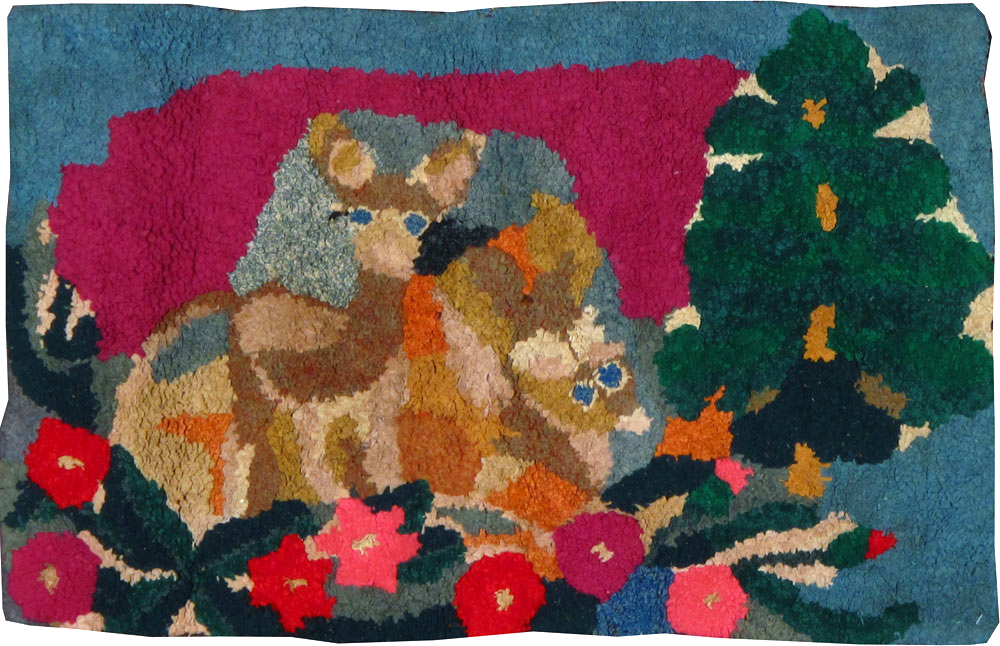 Vintage American Hooked Pictorial Throw Rug, No.25066 - Galerie Shabab