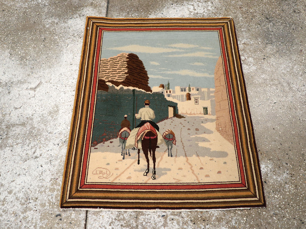 Vintage Persian Tabriz Pictorial Rug, No.25089 - Galerie Shabab