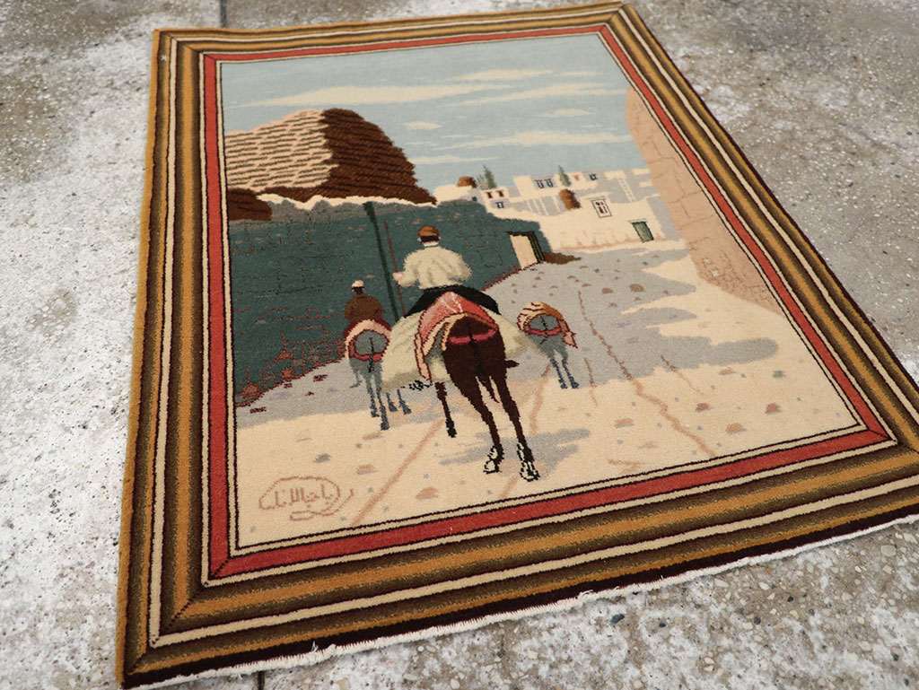 Vintage Persian Tabriz Pictorial Rug, No.25089 - Galerie Shabab