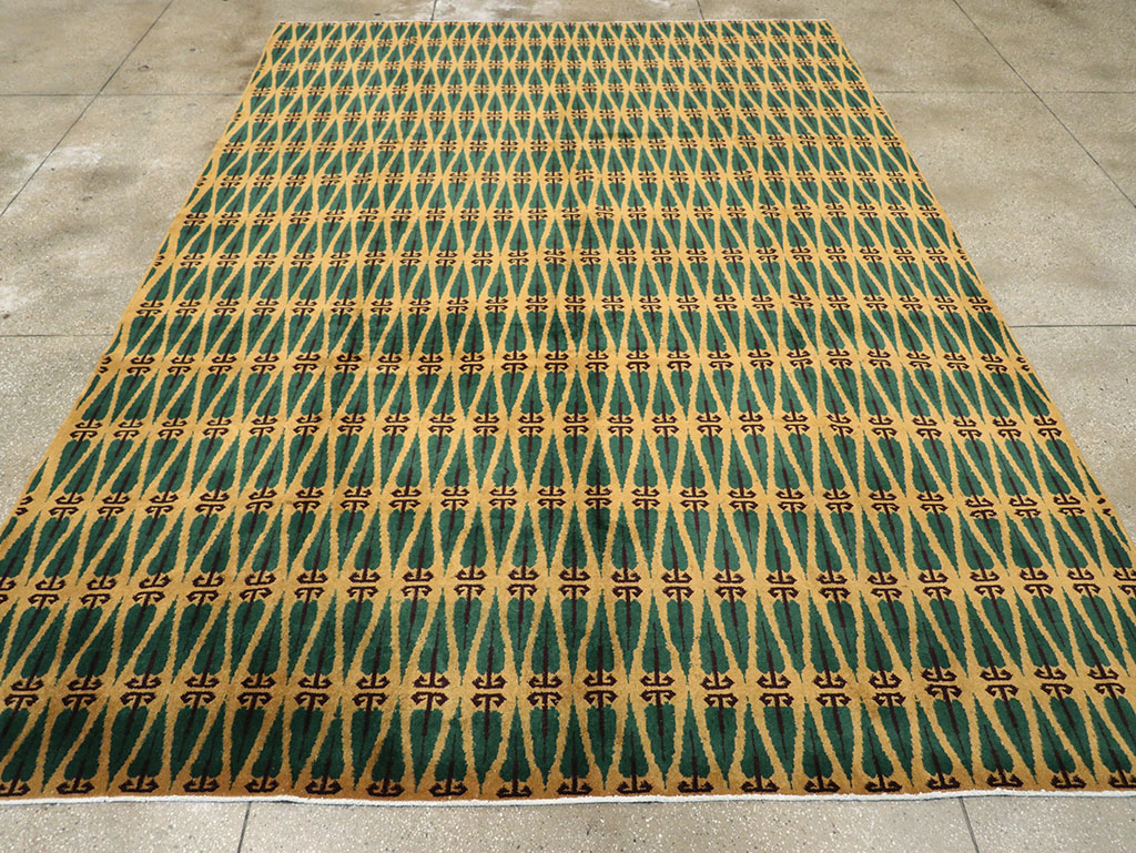 Vintage Turkish Anatolian Art Deco Carpet, No.25111 - Galerie Shabab