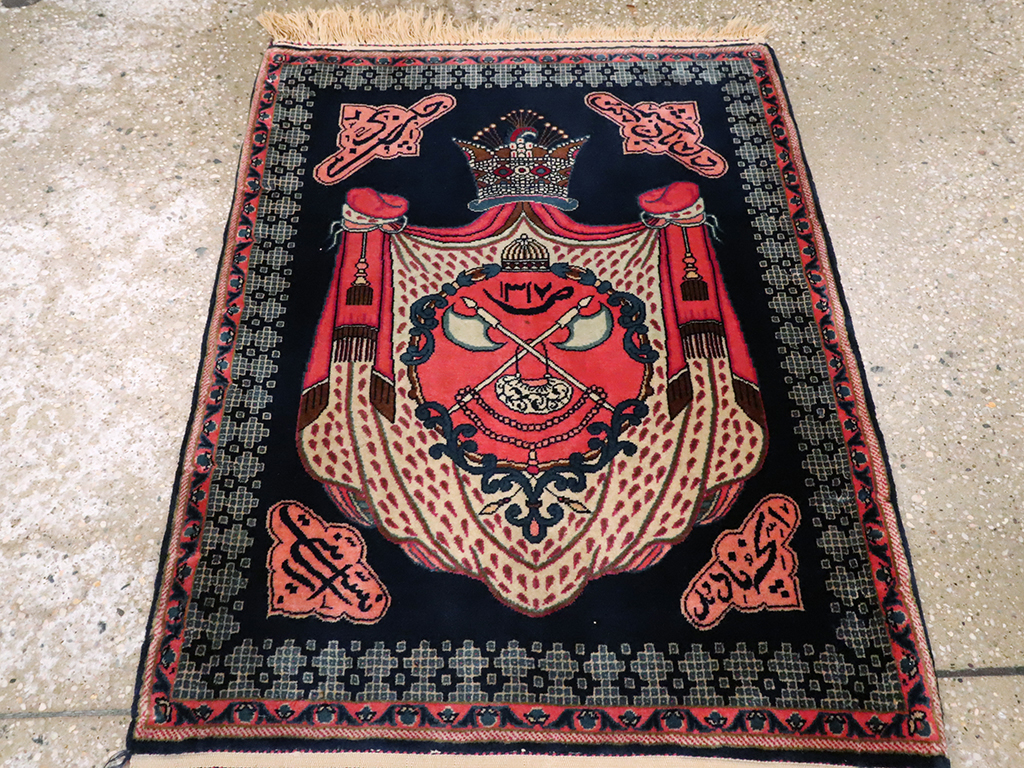 Vintage Persian Kashan Pictorial Rug, No.25116 - Galerie Shabab
