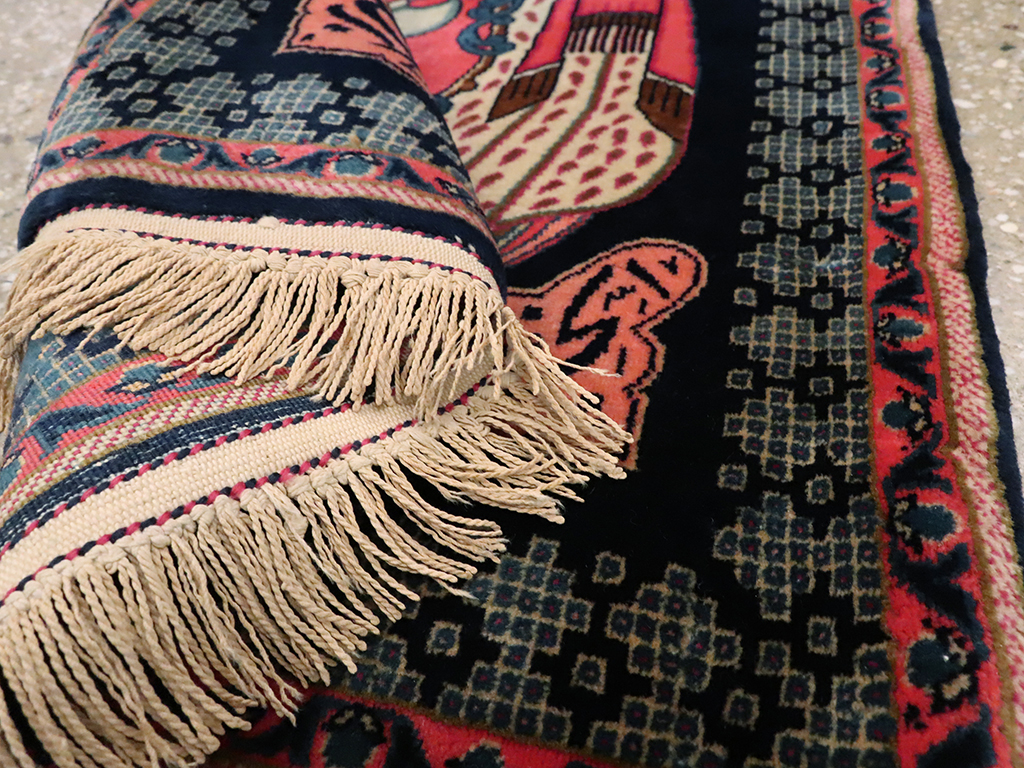 Vintage Persian Kashan Pictorial Rug, No.25116 - Galerie Shabab