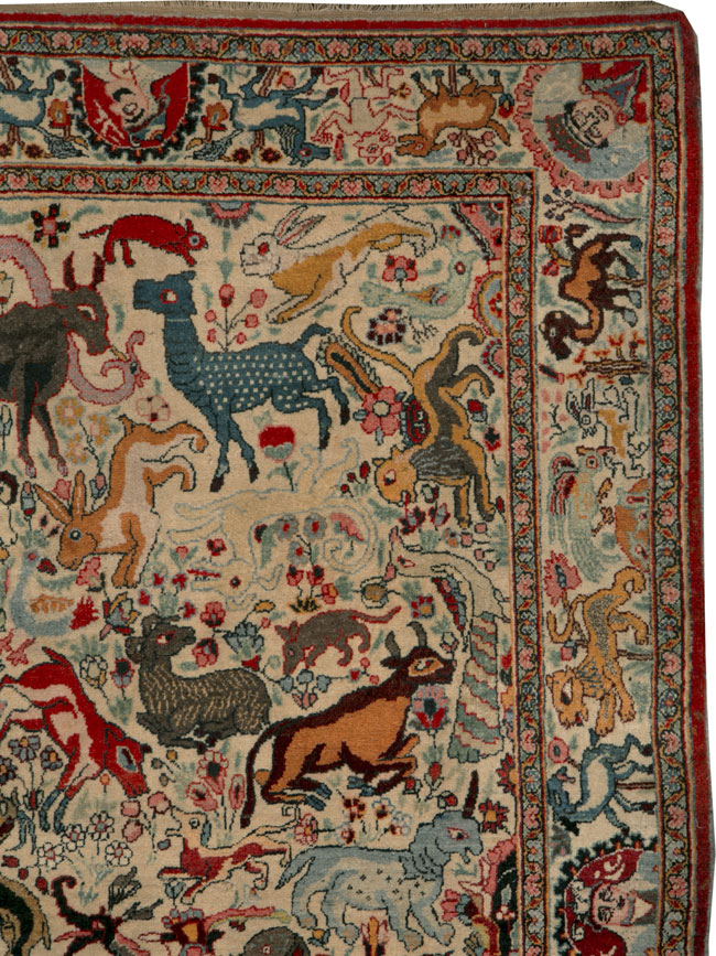 Vintage Persian Kerman Pictorial Rug, No.25126 - Galerie Shabab