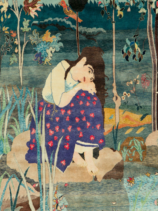 Vintage Persian Tabriz Pictorial Rug, No.25153 - Galerie Shabab