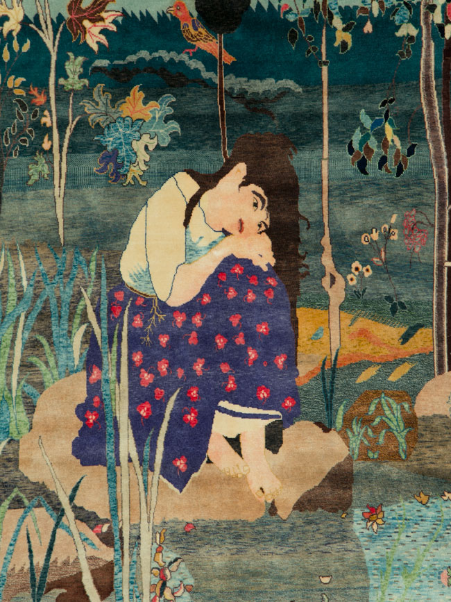 Vintage Persian Tabriz Pictorial Rug, No.25153 - Galerie Shabab