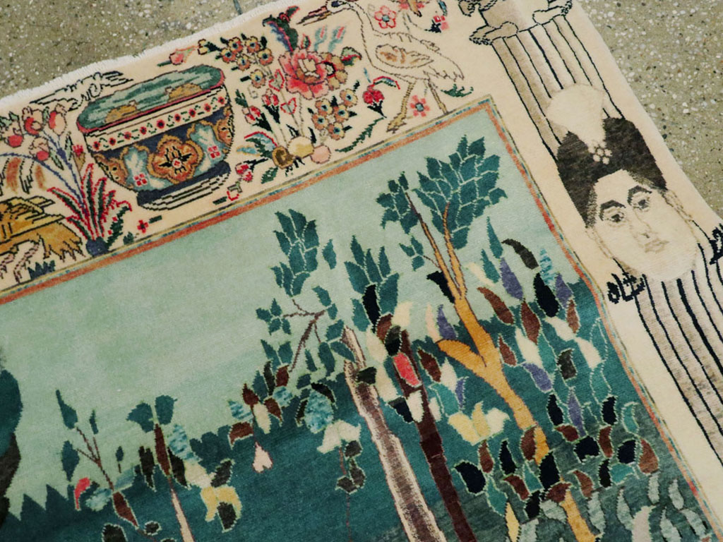 Vintage Persian Tabriz Pictorial Rug, No.25153 - Galerie Shabab