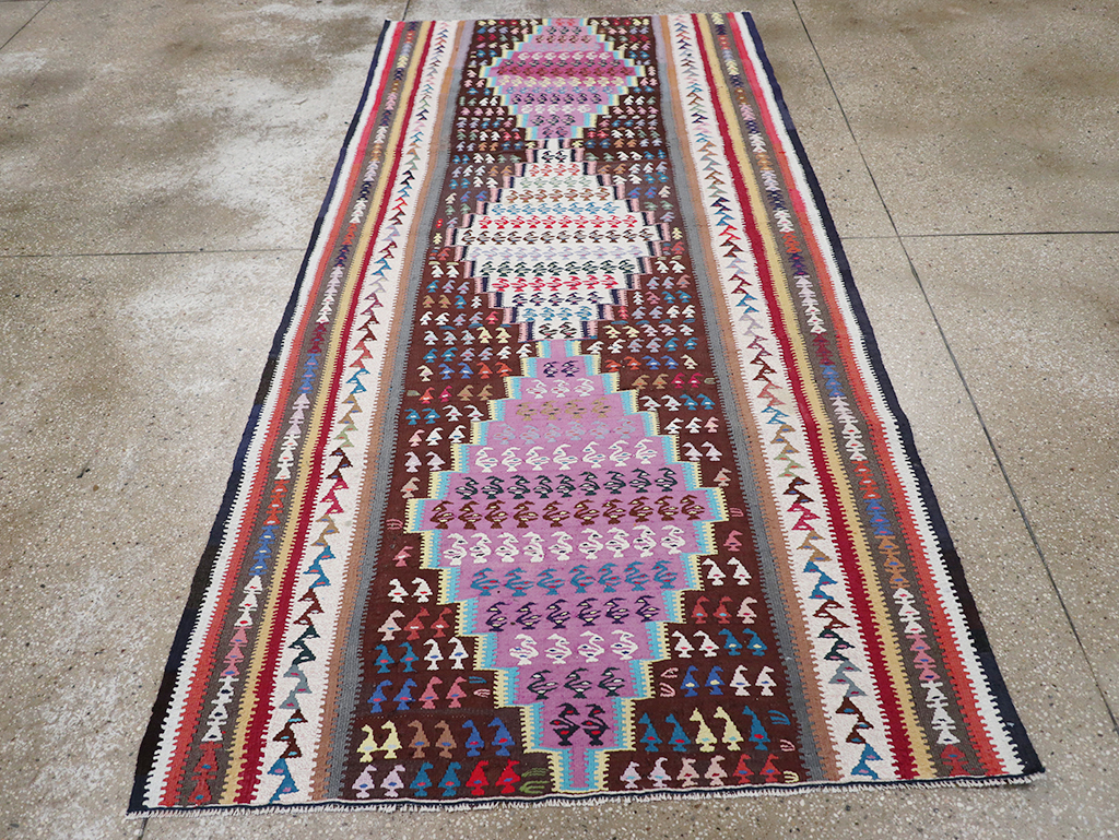 Vintage Persian Flatweave Kilim Gallery Rug, No.25155 - Galerie Shabab