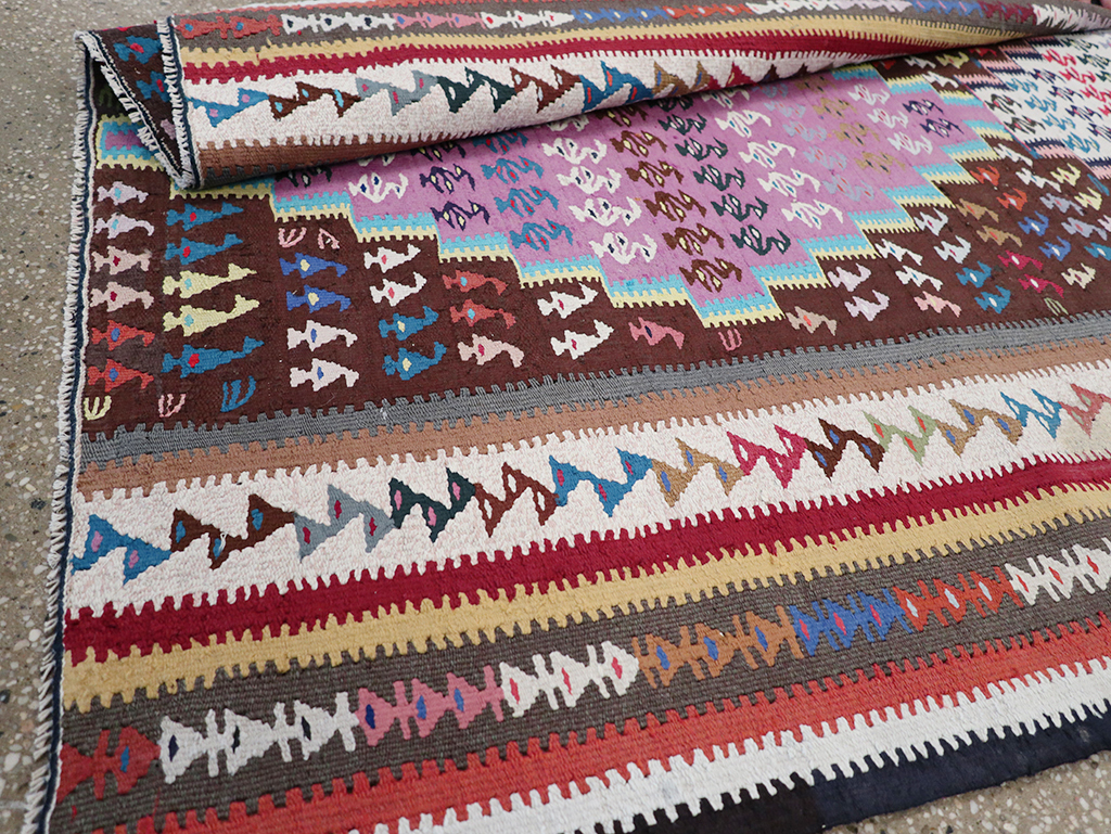 Vintage Persian Flatweave Kilim Gallery Rug, No.25155 - Galerie Shabab