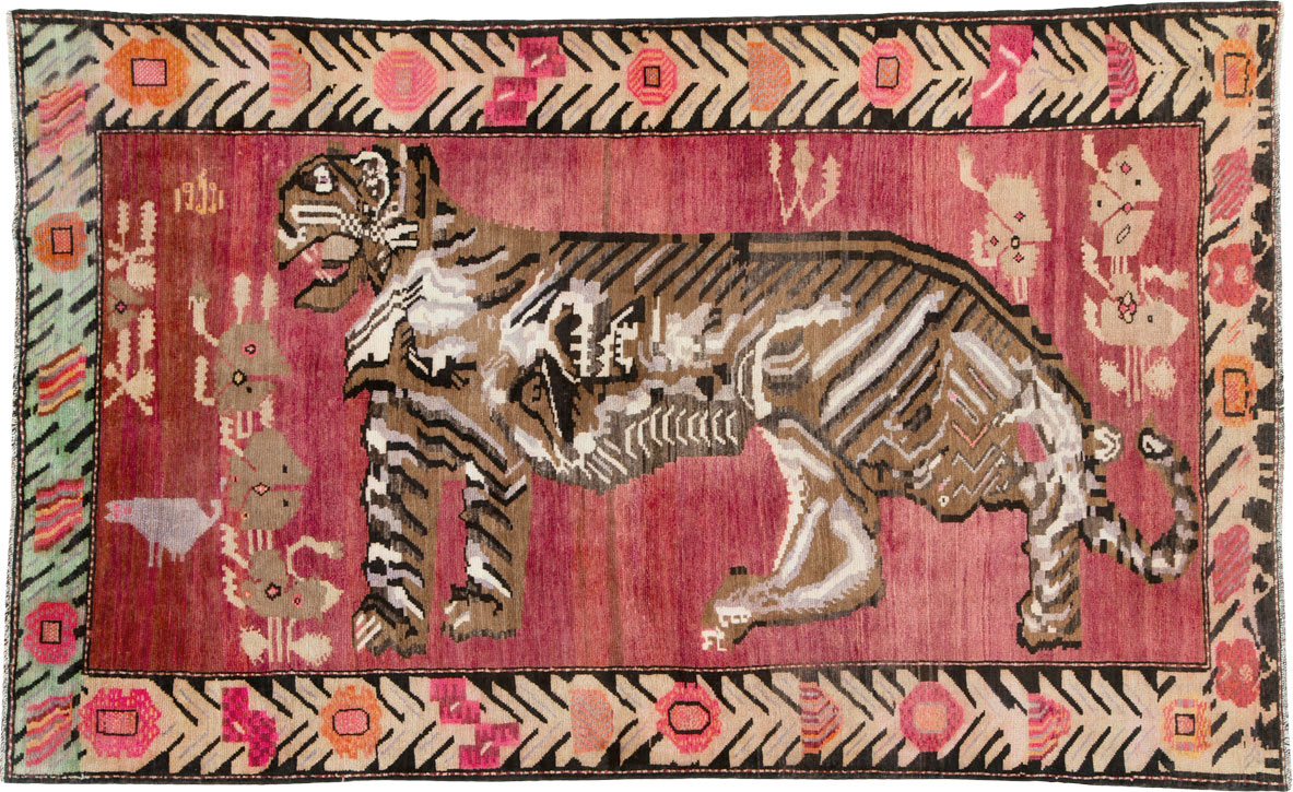 Vintage Caucasian Karabagh Pictorial Rug, No.25158 - Galerie Shabab