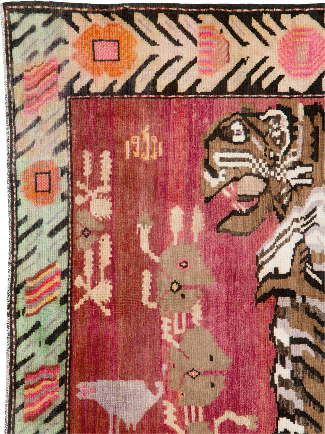 Vintage Caucasian Karabagh Pictorial Rug, No.25158 - Galerie Shabab