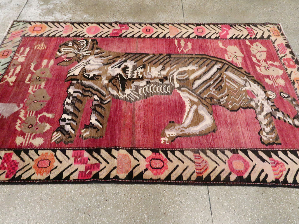 Vintage Caucasian Karabagh Pictorial Rug, No.25158 - Galerie Shabab