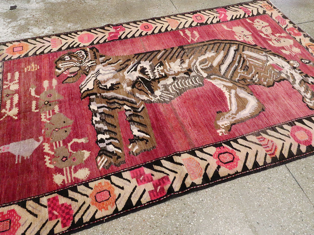 Vintage Caucasian Karabagh Pictorial Rug, No.25158 - Galerie Shabab