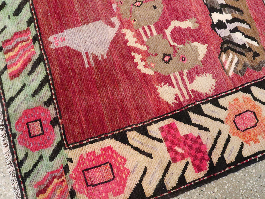 Vintage Caucasian Karabagh Pictorial Rug, No.25158 - Galerie Shabab