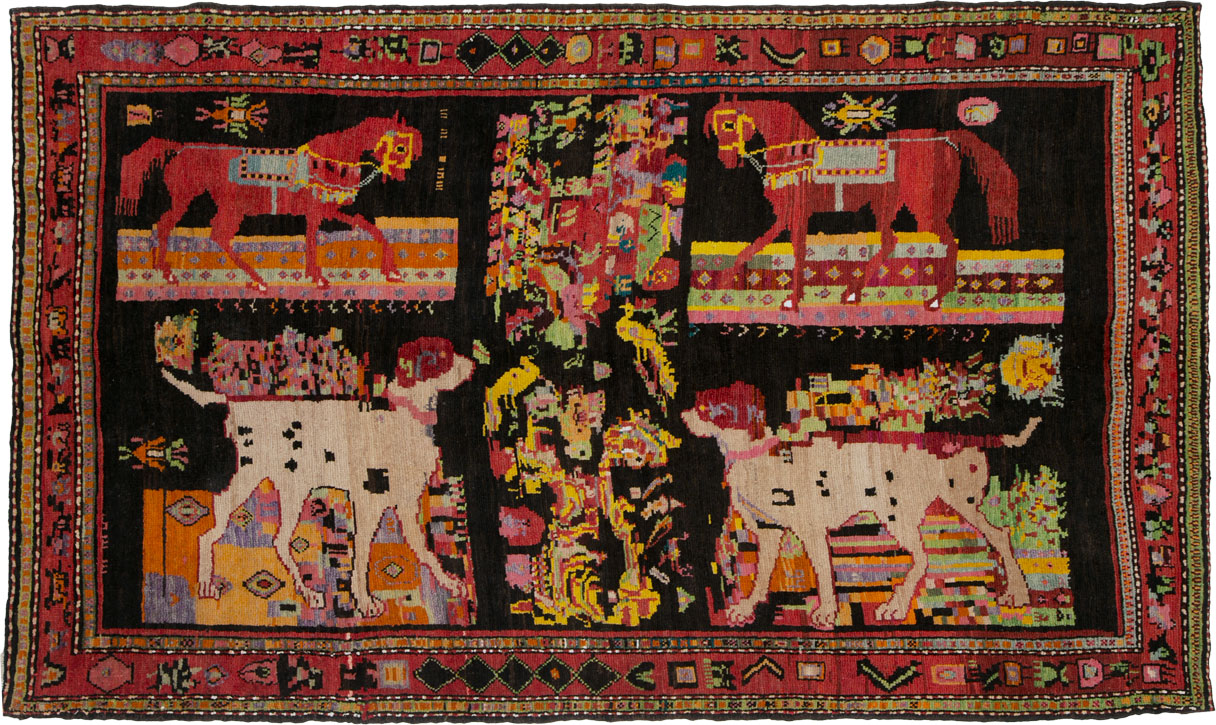 Vintage Caucasian Karabagh Pictorial Rug, No.25159 - Galerie Shabab