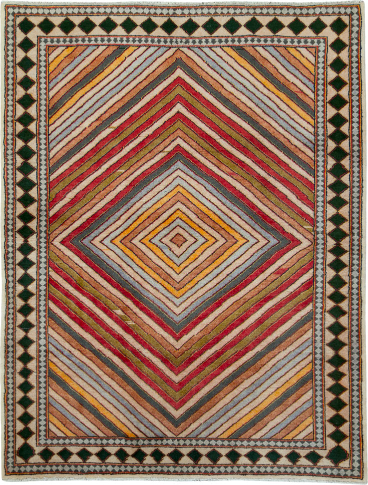Vintage Persian Kashan Modernist Rug, No.25164 - Galerie Shabab
