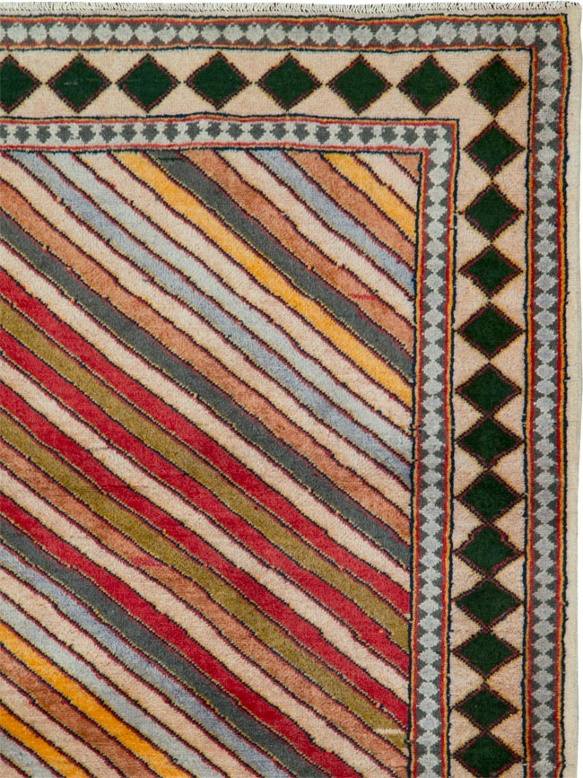 Vintage Persian Kashan Modernist Rug, No.25164 - Galerie Shabab