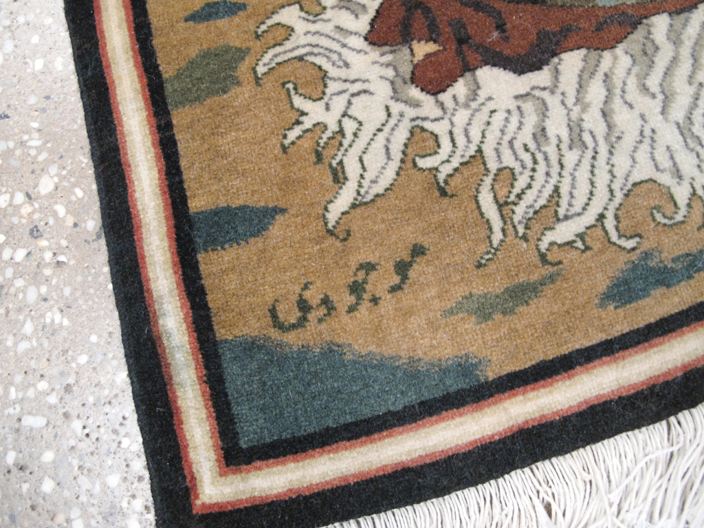 Vintage Persian Tabriz Pictorial Rug, No.25179 - Galerie Shabab