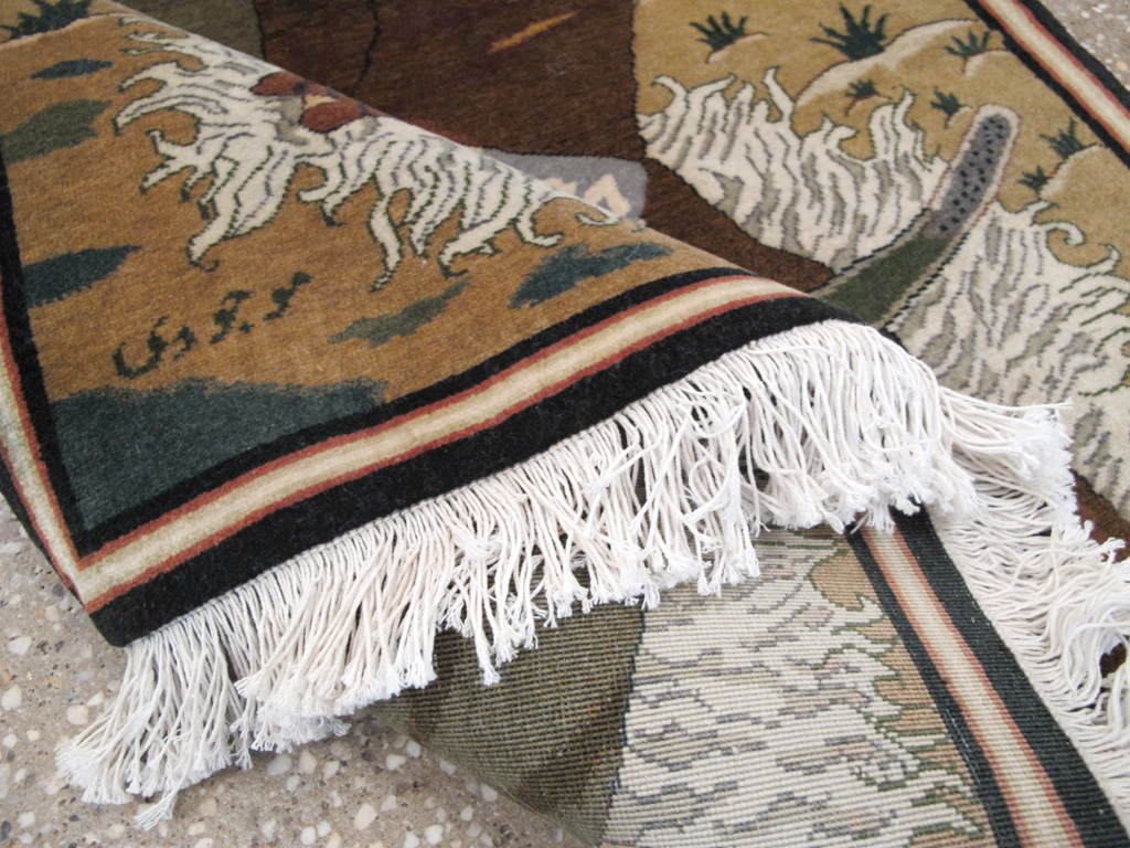 Vintage Persian Tabriz Pictorial Rug, No.25179 - Galerie Shabab