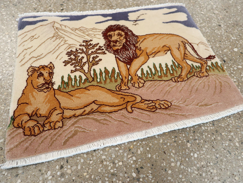 Vintage Persian Tabriz Pictorial Rug (Pair: 1 of 2), No.25196 - Galerie Shabab