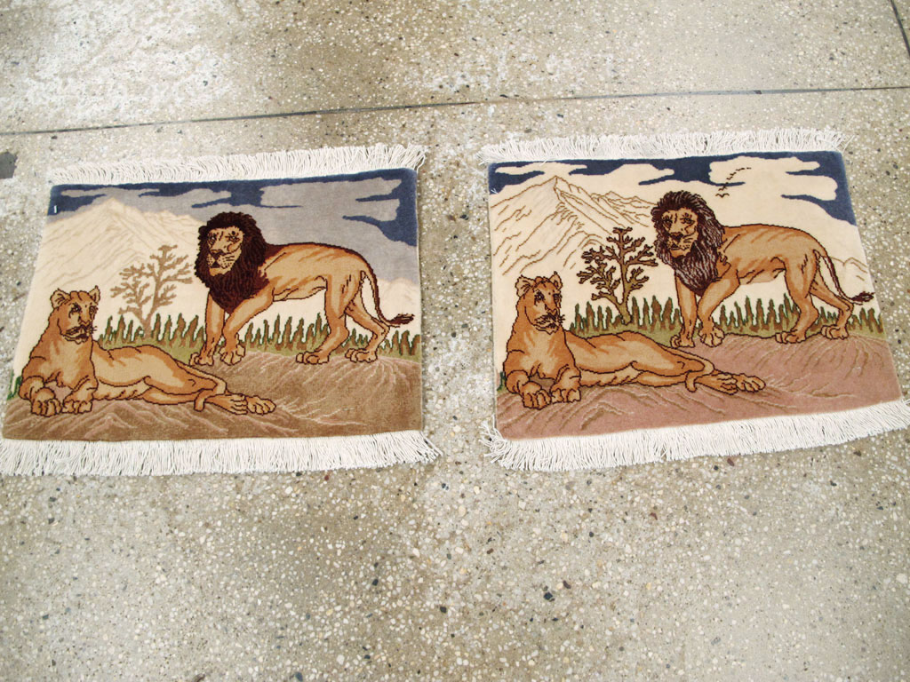 Vintage Persian Tabriz Pictorial Rug (Pair: 1 of 2), No.25196 - Galerie Shabab