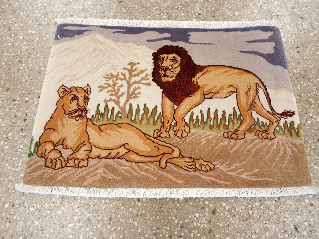 Vintage Persian Tabriz Pictorial Rug (Pair: 2 of 2), No.25197 - Galerie Shabab