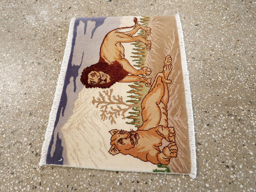 Vintage Persian Tabriz Pictorial Rug (Pair: 2 of 2), No.25197 - Galerie Shabab