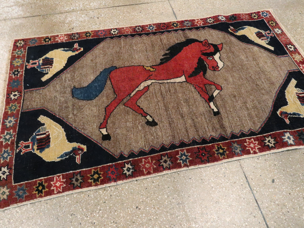 Vintage Persian Shiraz Pictorial Rug, No.25214 - Galerie Shabab