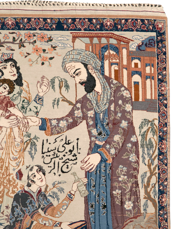Vintage Persian Isfahan Pictorial Rug, No.25216 - Galerie Shabab
