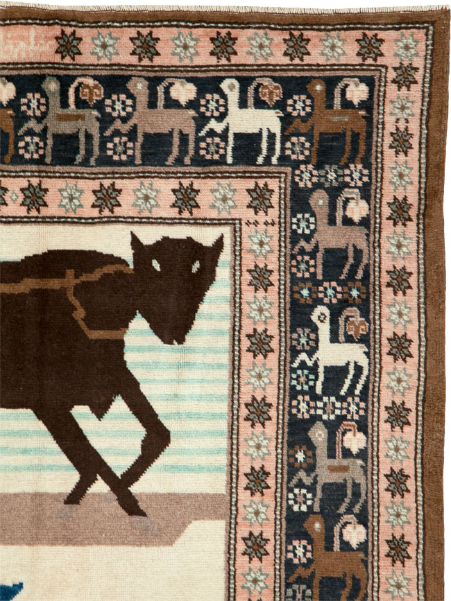 Vintage Persian Kurdish Pictorial Rug, No.25219 - Galerie Shabab