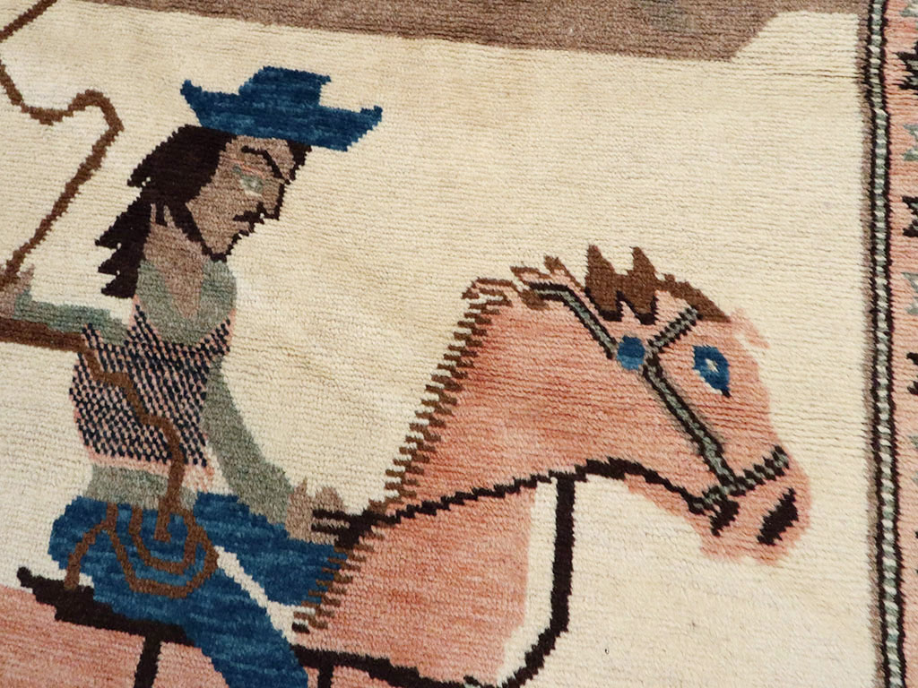 Vintage Persian Kurdish Pictorial Rug, No.25219 - Galerie Shabab