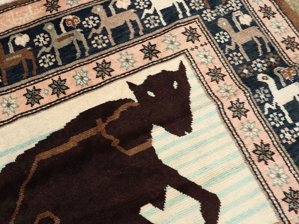 Vintage Persian Kurdish Pictorial Rug, No.25219 - Galerie Shabab
