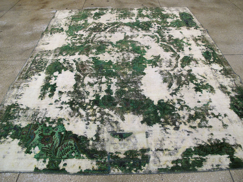 Antique Distressed Persian Tabriz Rug, No.25238 - Galerie Shabab