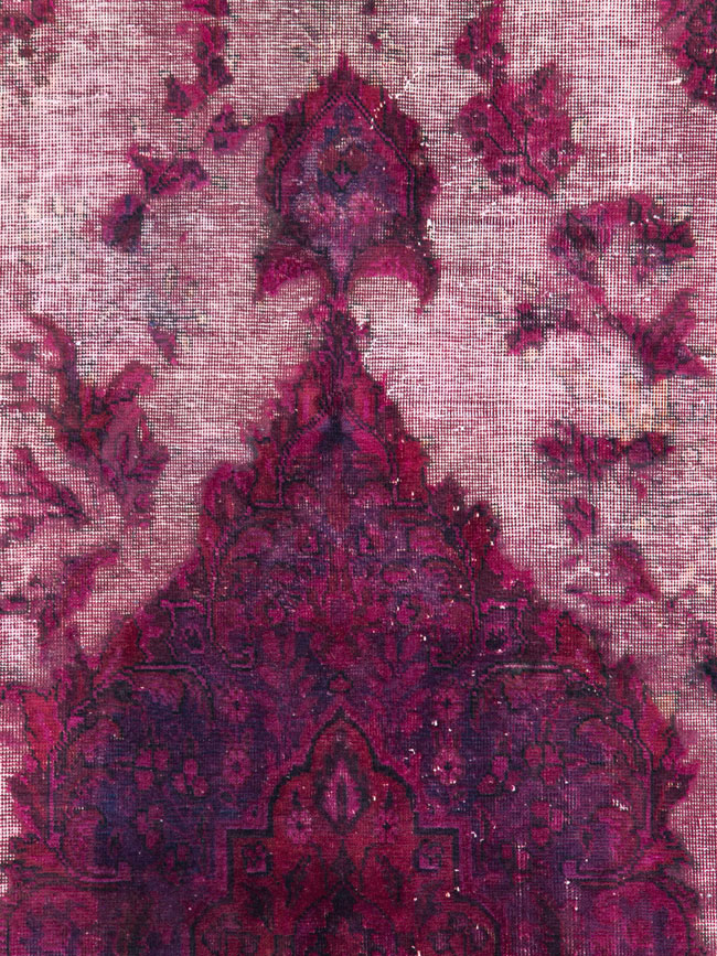 Overdyed and Distressed Vintage Persian Tabriz Accent Carpet, No.25239 - Galerie Shabab