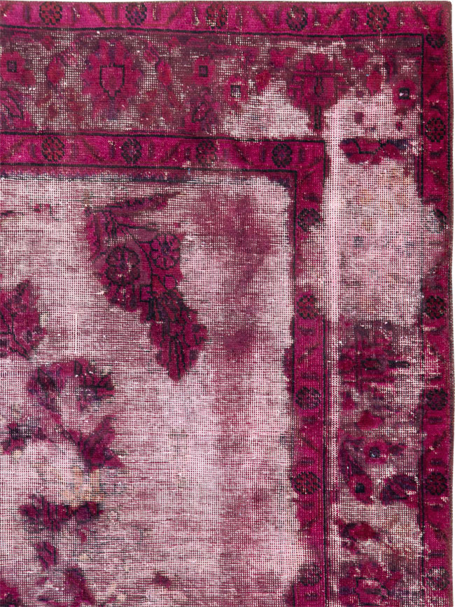 Overdyed and Distressed Vintage Persian Tabriz Accent Carpet, No.25239 - Galerie Shabab