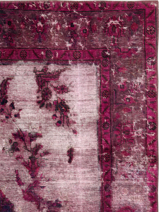 Overdyed and Distressed Vintage Persian Tabriz Accent Carpet, No.25239 - Galerie Shabab