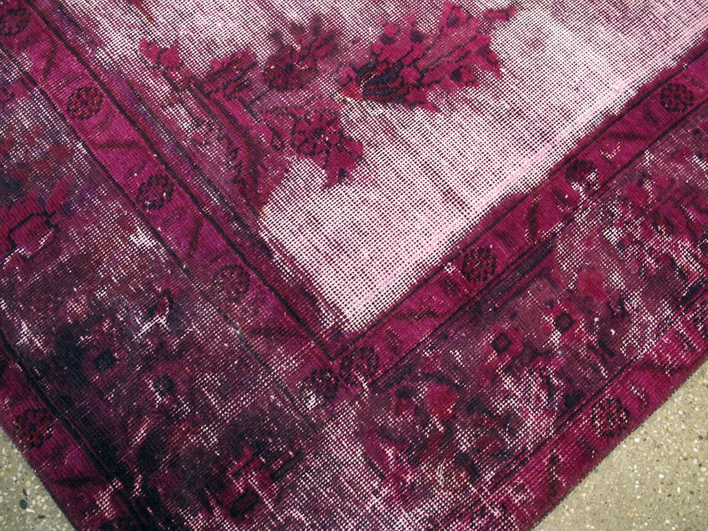 Overdyed and Distressed Vintage Persian Tabriz Accent Carpet, No.25239 - Galerie Shabab