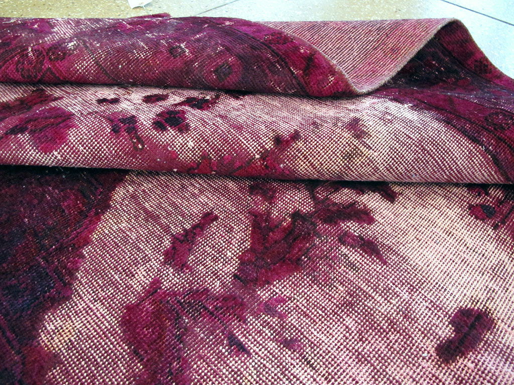 Overdyed and Distressed Vintage Persian Tabriz Accent Carpet, No.25239 - Galerie Shabab