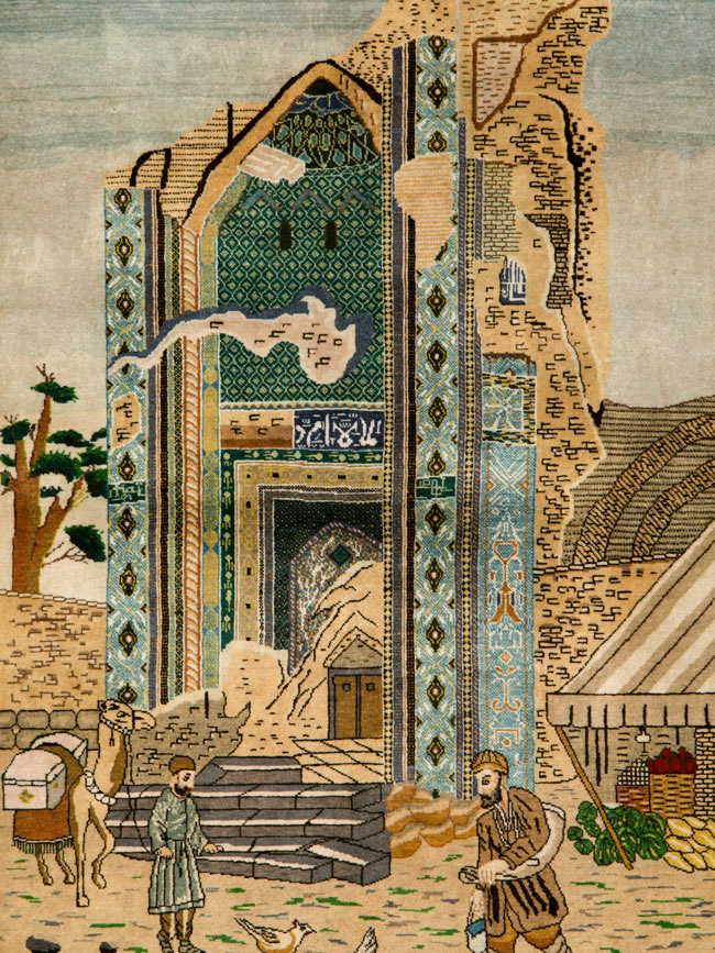 Vintage Persian Tabriz Pictorial Rug, No.25243 - Galerie Shabab