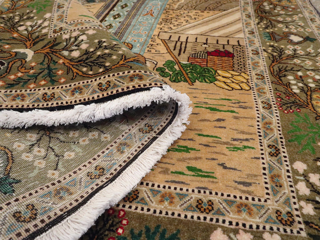 Vintage Persian Tabriz Pictorial Rug, No.25243 - Galerie Shabab