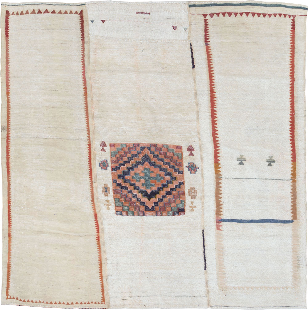 Vintage Persian Flatweave Kilim Small Square Room Size Carpet, No.25245 - Galerie Shabab