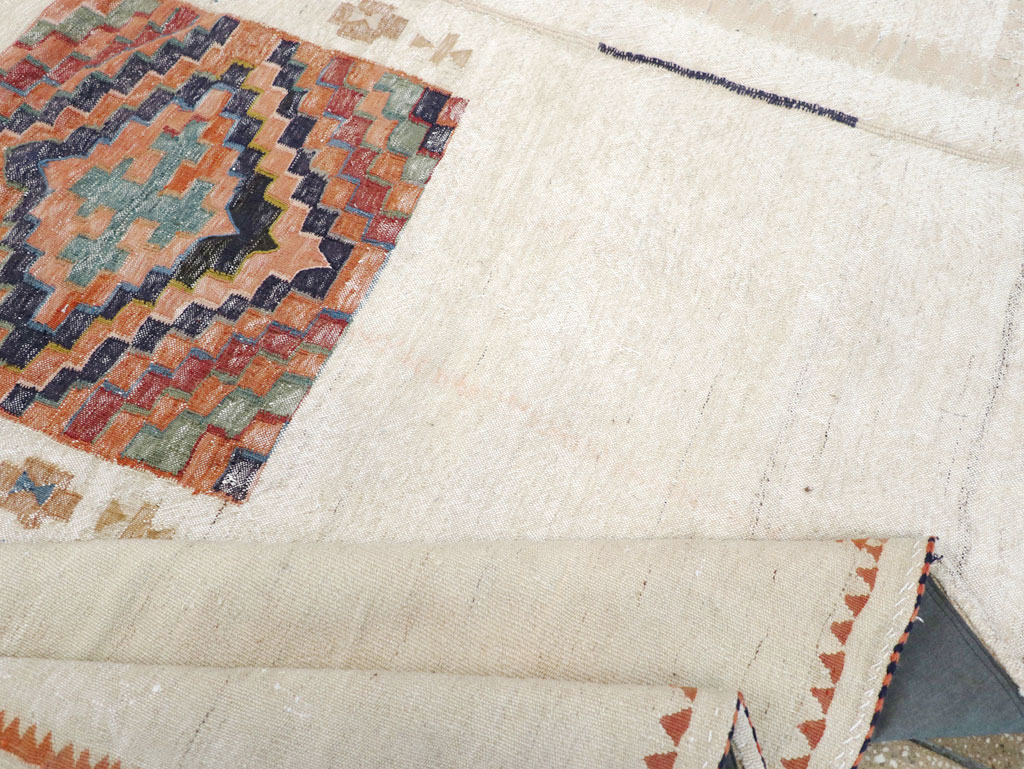 Vintage Persian Flatweave Kilim Small Square Room Size Carpet, No.25245 - Galerie Shabab