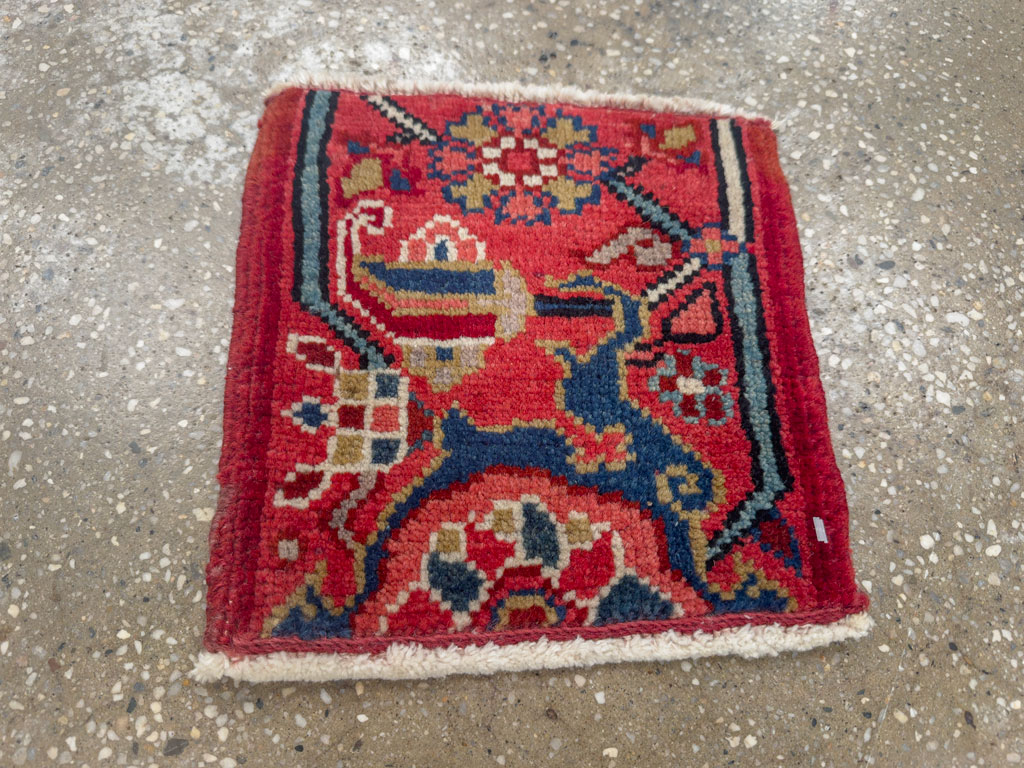 Vintage Persian Heriz Square Throw Rug, No.25250 - Galerie Shabab