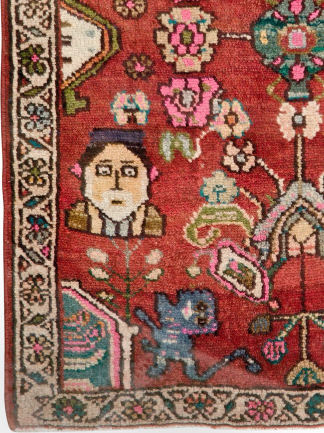 Vintage Hamadan Pictorial Rug, No.25260 - Galerie Shabab