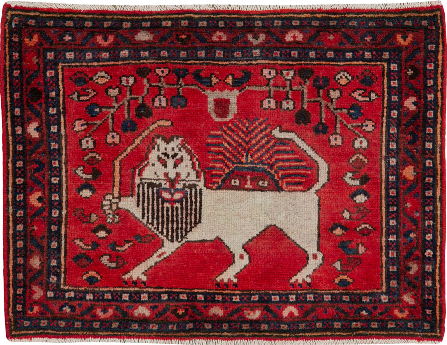 Vintage Persian Hamadan Pictorial Rug (Pair: 1 of 2), No.25261 - Galerie Shabab