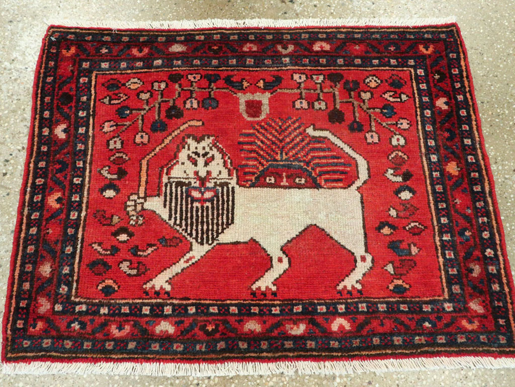 Vintage Persian Hamadan Pictorial Rug (Pair: 1 of 2), No.25261 - Galerie Shabab