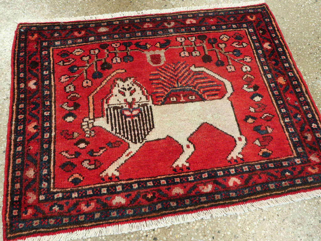 Vintage Persian Hamadan Pictorial Rug (Pair: 1 of 2), No.25261 - Galerie Shabab