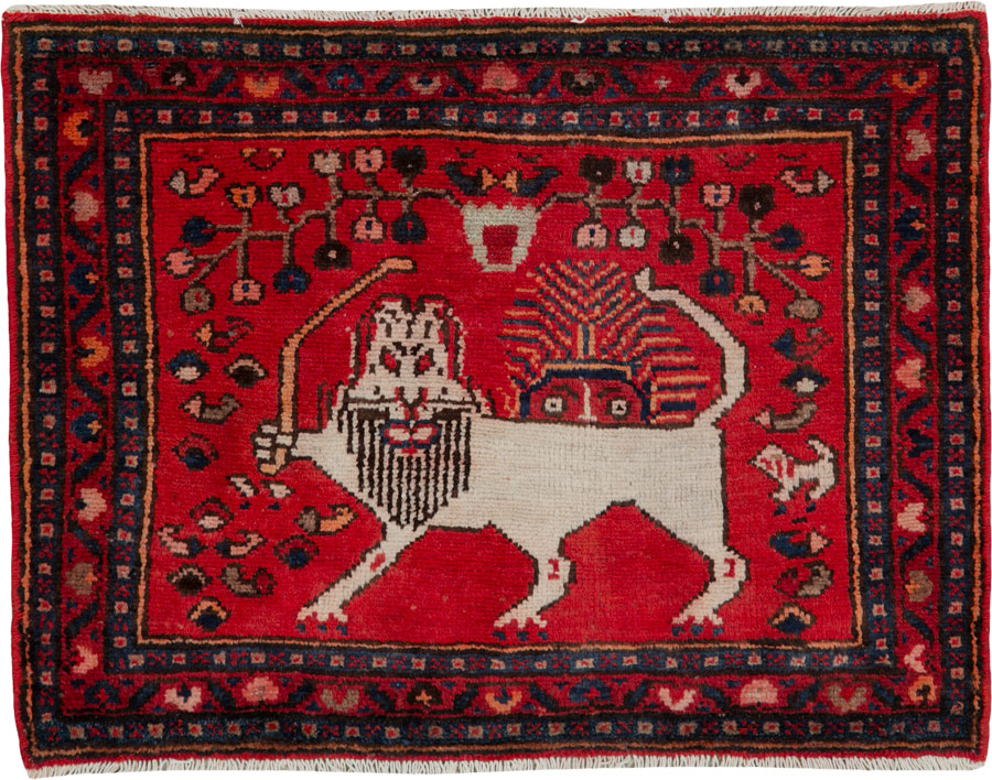 Vintage Persian Hamadan Pictorial Rug (Pair: 2 of 2), No.25262 - Galerie Shabab