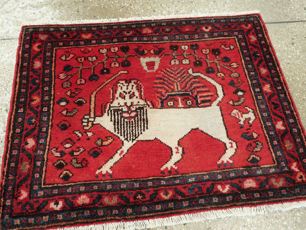 Vintage Persian Hamadan Pictorial Rug (Pair: 2 of 2), No.25262 - Galerie Shabab